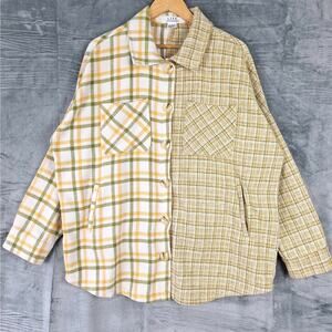 Womens Shacket Large Shirt Jacket Plaid Flannel Country Western Oversized‎ Chore
